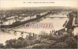 Old Postcard Lyon Perspective Bridges over the Rhone