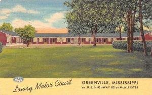 Greenville Mississippi Lowry Motor Court Vintage Postcard AA57241