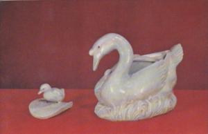 Swan Shaped Stoneware Sweetmeat Conatiner With Cygnet Lid From Shihwan Kwangt...