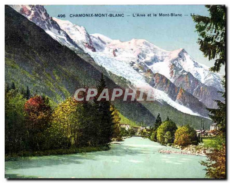 Old Postcard The Arve Chamonix and Mont Blanc