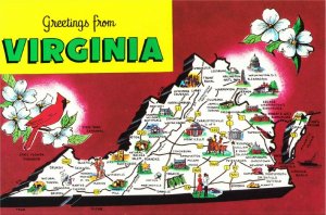 Postcard of Greetings from Virginia State Highway Map #3