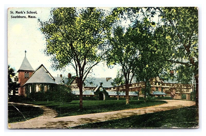 Postcard St. Mark's School Southboro Mass. Massachusetts c1905 Postmark