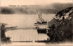 Postcard QC Tadoussac Steamboat Ferry on Riviere Saguenay Cottage UDB 1907 S101