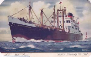 MV Ulster Pioneer Ferry Ship Belfast Steamship Co Old Postcard