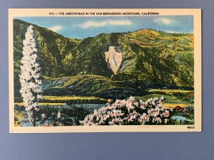 The Arrowhead In The San Bernardino Mountains CA Linen Postcard A1154090625