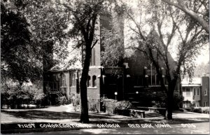 Real Photo Postcard First Congregational Church in Red Oak, Iowa