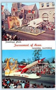 PASADENA, CA ~ Odd Fellows Float ROSE PARADE Moby Dick c1960s Rocket Postcard