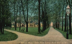 Vintage Postcard Town Park North From The Center Milford Massachusetts MA