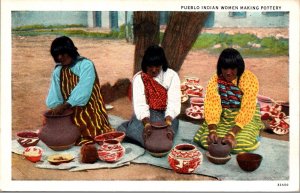 Postcard Pueblo Indian Women Making Pottery Cliff Dwellers New Mexico 