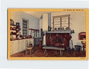 Postcard Kitchen Mount Vernon Virginia USA