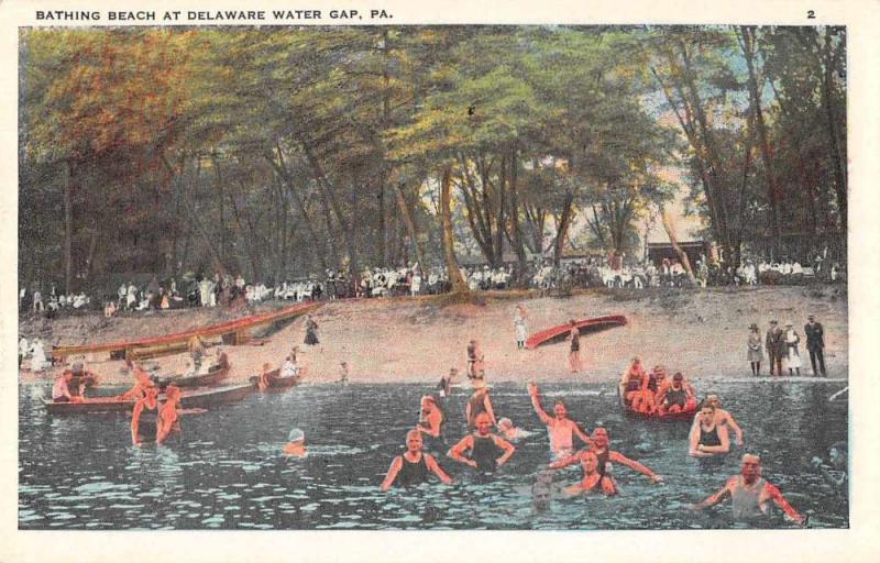 Delaware Water Gap Pennsylvania Bathing Beach Antique Postcard J60954