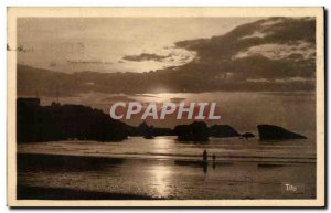 Old Postcard Biarritz Sunset in the Grande Plage