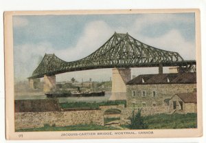 P3150 old postcard ship jacques-cartier bridge montreal quebec canada