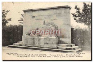 Old Postcard Militaria Ruins Of The Great War Faubourg De Laon The memorial Lion