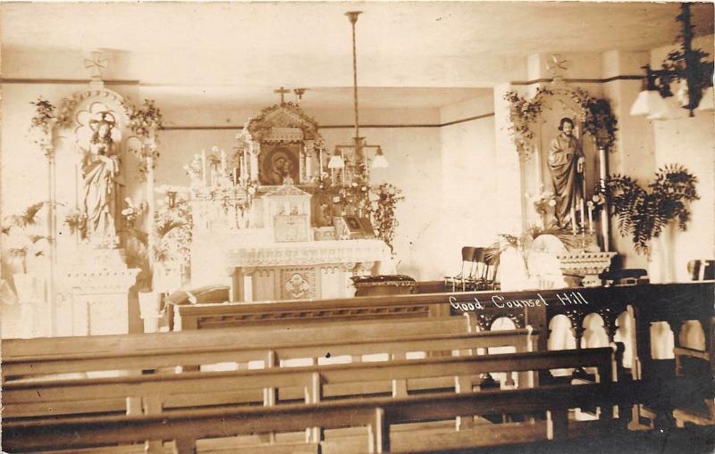 E34/ Mankato? Minnesota Mn RPPC Postcard c1910 Good Council Hill Church Interior