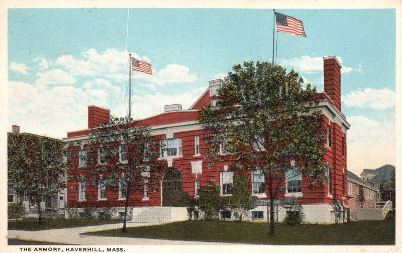Vintage Postcard 1920's The Armory Building Landmark Haverhill Massachusetts MA