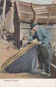 Netherlands Marken Fisherman Mending Net