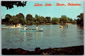 Dover Delaware c1960 Postcard Silver Lake Motor Boat Canoe