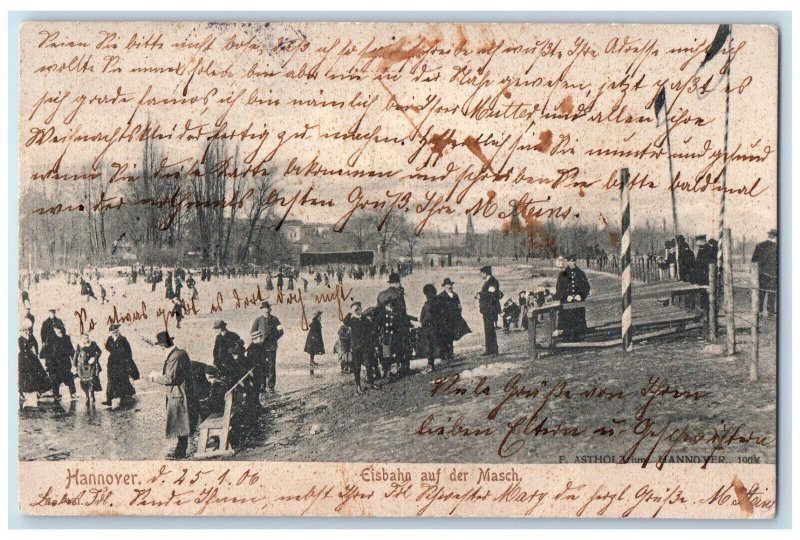 1906 Ice Rink on the Masch Hannover Germany Posted Antique Postcard