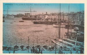 France navigation & sailing topic postcard Marseille Old Harbour cruise ship