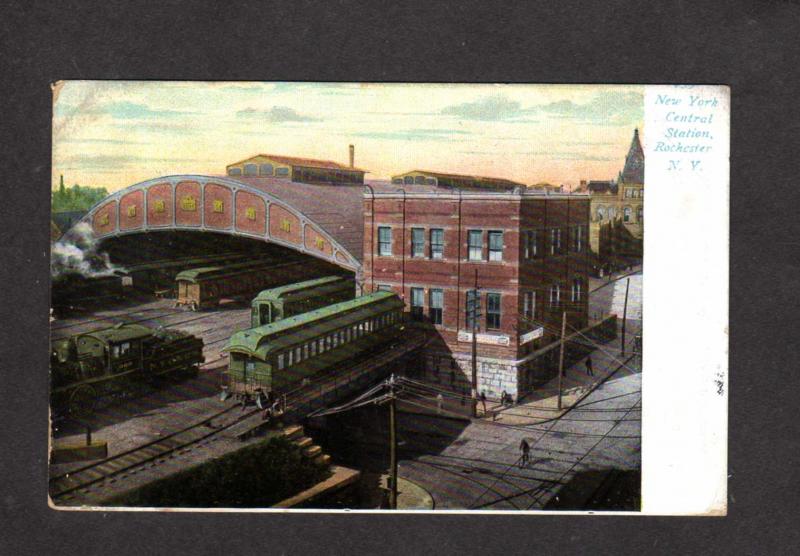 NY Central Railroad Train Station Depot Rochester New York 1907 Postcard PC