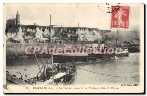 Old Postcard Dieppe Mail From The Thames Newhaven In The Channel