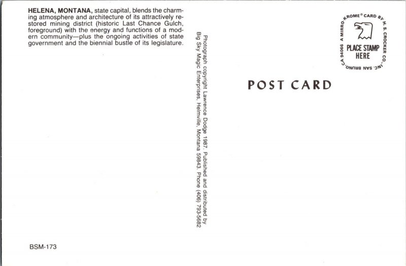 Continental Postcard Helena, Montana Aerial View CF2