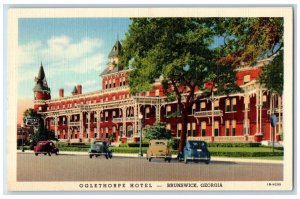 c1940 Exterior Oglethorpe Hotel Classic Cars Brunswick Georgia Vintage Postcard