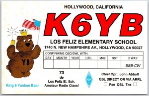 QSL Radio Card Hollywood California K6YB Amateur Station Postcard