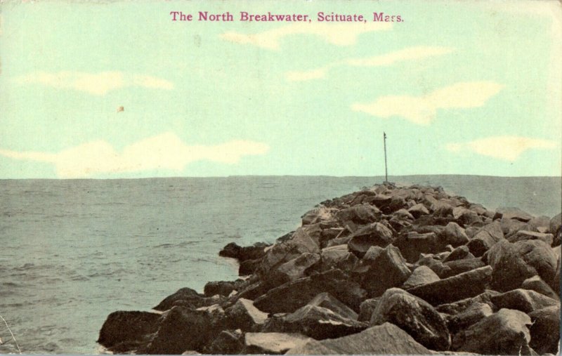 1912 The North Breakwater, Scituate, Massachusetts MA Posted Antique Postcard