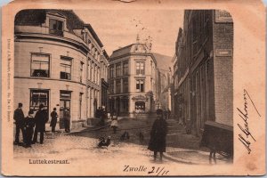 Netherlands Zwolle Luttekestraat Vintage Postcard C080