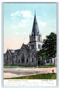 c1905 First Presbyterian Church Cortland New York NY Posted Antique Postcard