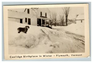 Vintage 1950's RPPC Postcard Coolidge Birthplace in Winter Plymouth Vermont