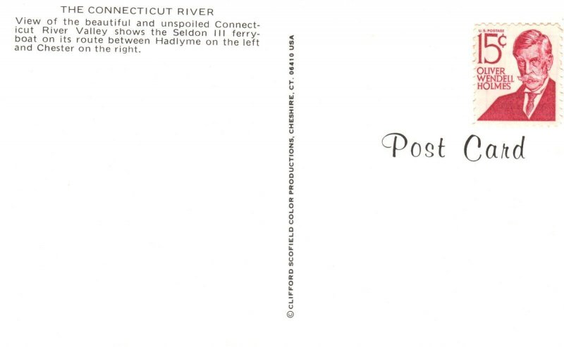 Vintage Postcard The Connecticut River Beautiful & Unspoiled River Valley Hadlym