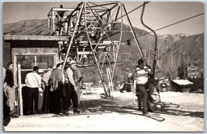 Vtg Aspen Colorado CO Lower Station Aspen Chair Ski Lift RPPC Sanborn Postcard