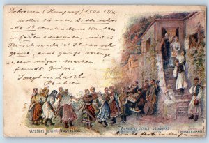 Nógrád County Hungary Postcard Harvest Scene in Nograd c1920's Antique