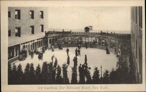 New York City NYC NY Biltmore Hotel Ice Gardens Ice Skating Vintage Postcard