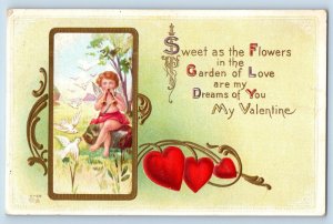 Ridgefield WA Postcard Valentine Angel With Trumpet Dove Birds Embossed c1910's