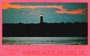 Vintage Postcard 1988 Night Scene Greetings From Assateague Island Virginia VA