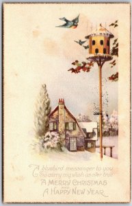 1922 A Bluebird Messenger To You, A Merry Christmas & A Happy New Year, Postcard