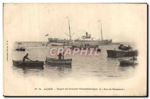 Old Postcard Boat Ship Algiers Departure Transatlantic mail The Duke of Braganza