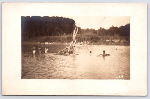 RPPC Young Men Swimmers Eye Their Go-To Diver~Jerry-Rigged Plank @ Swimming Hole