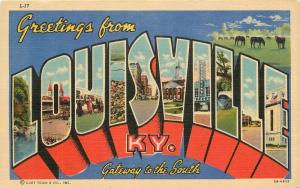 1940s LOUISVILLE KENTUCKY Large Letters multi View linen Teich Readmore 3512