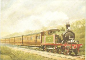 Train. Southend Express  Modern English postcard. Continental
