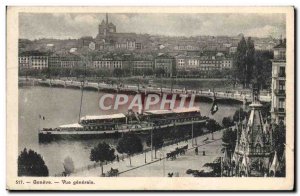 Postcard Old Geneva Vue Generale Boat