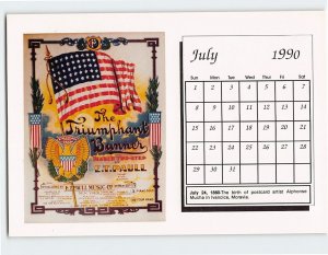 Postcard The Triumphant Banner July 1990 Sheet Music Calendar USA