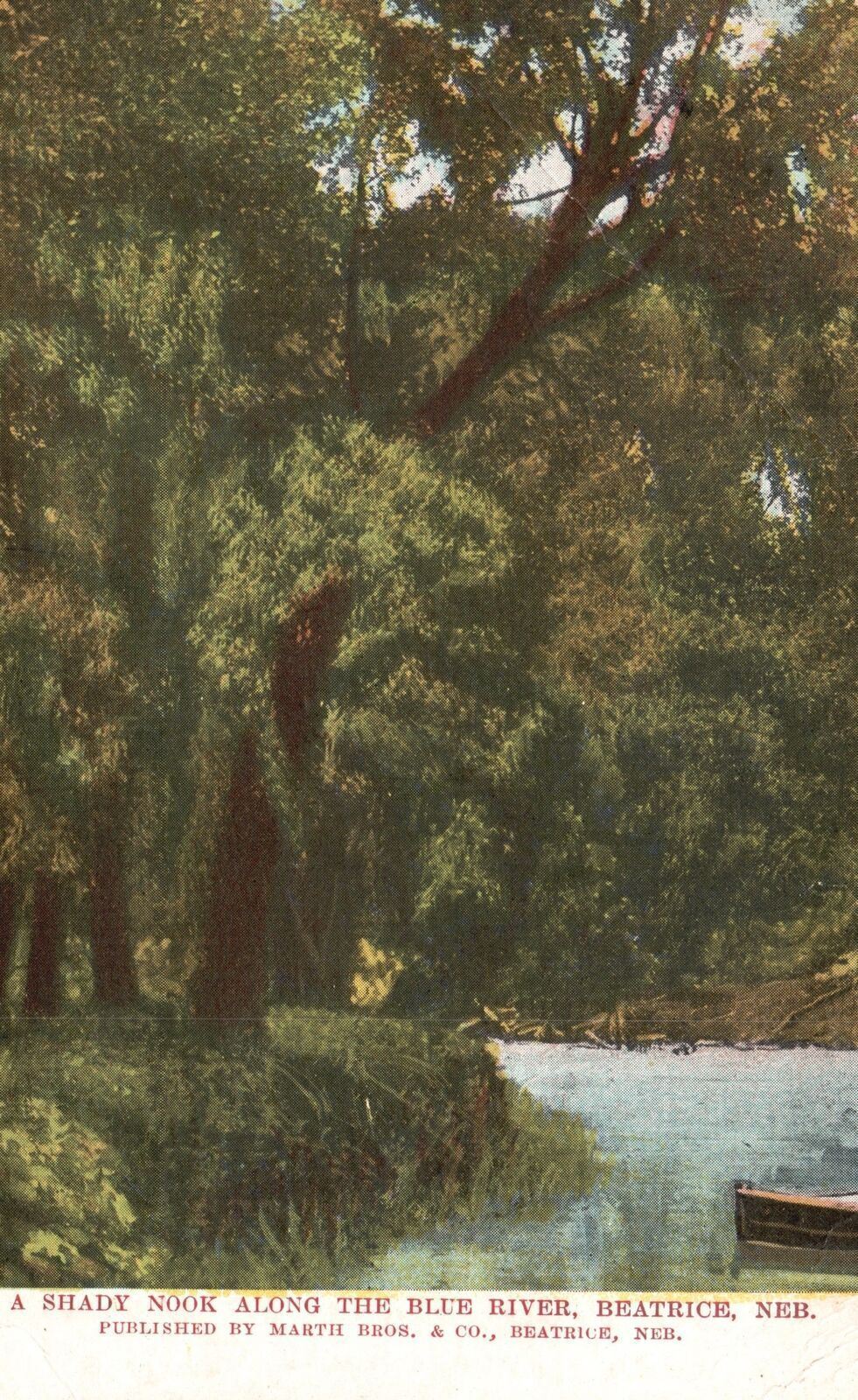 Vintage Postcard 1909 Shady Nook Along The Blue River Beatrice Nebraska