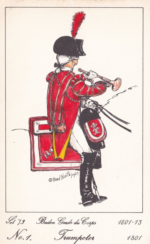 Baden Guard Du Corps French Trumpeter Soldier Napoleonic War Uniform Postcard