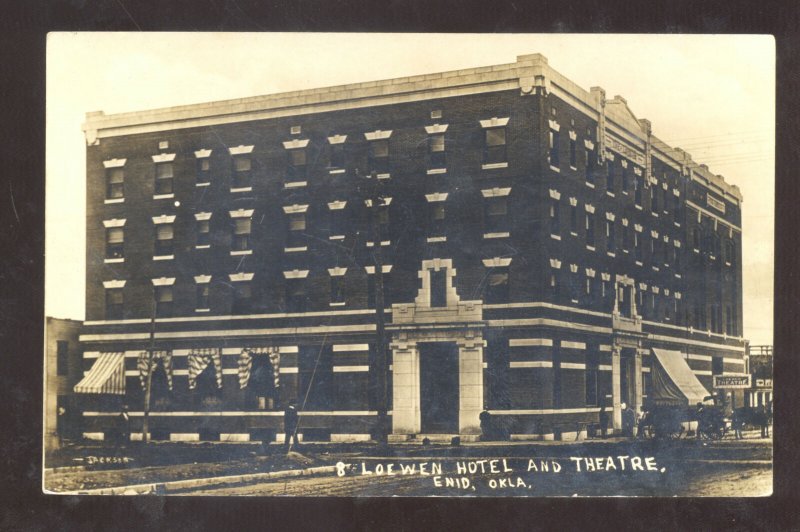 RPPC ENID OKLAHOMA LOEWEN HOTEL THEATRE VINTAGE REAL PHOTO POSTCARD