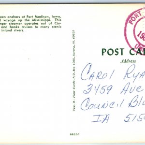 1984 Fort Madison, IA City Post Office Purple USPO Cancel Stamp Postcard A177